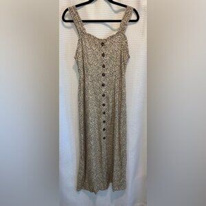 Woman Japna maxi Cheetah print tan and black buttoned up summer dress size large
